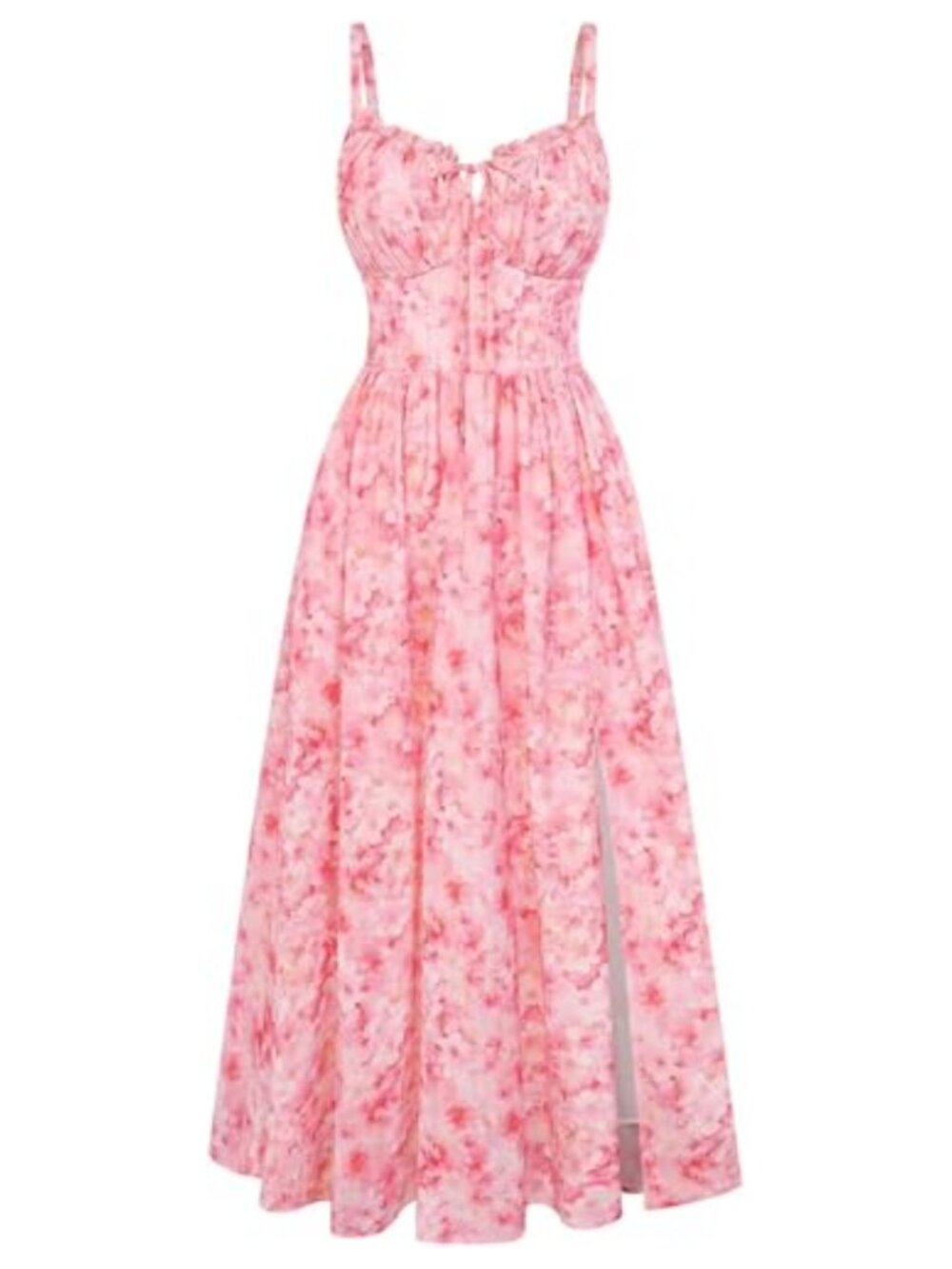 Chiffon Floral Corset Sundress Spaghetti Strap Maxi Dress